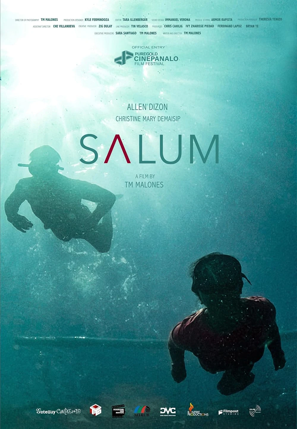 Salum official film poster, a film by TM Malones, showing two divers underwater