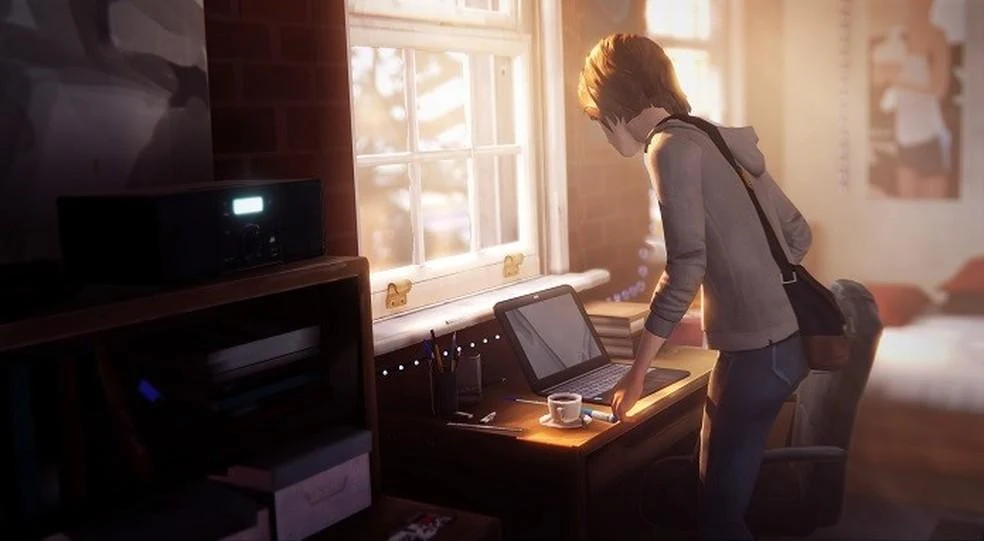 Places We Have Never Been — Max at her dorm room desk in Life Is Strange