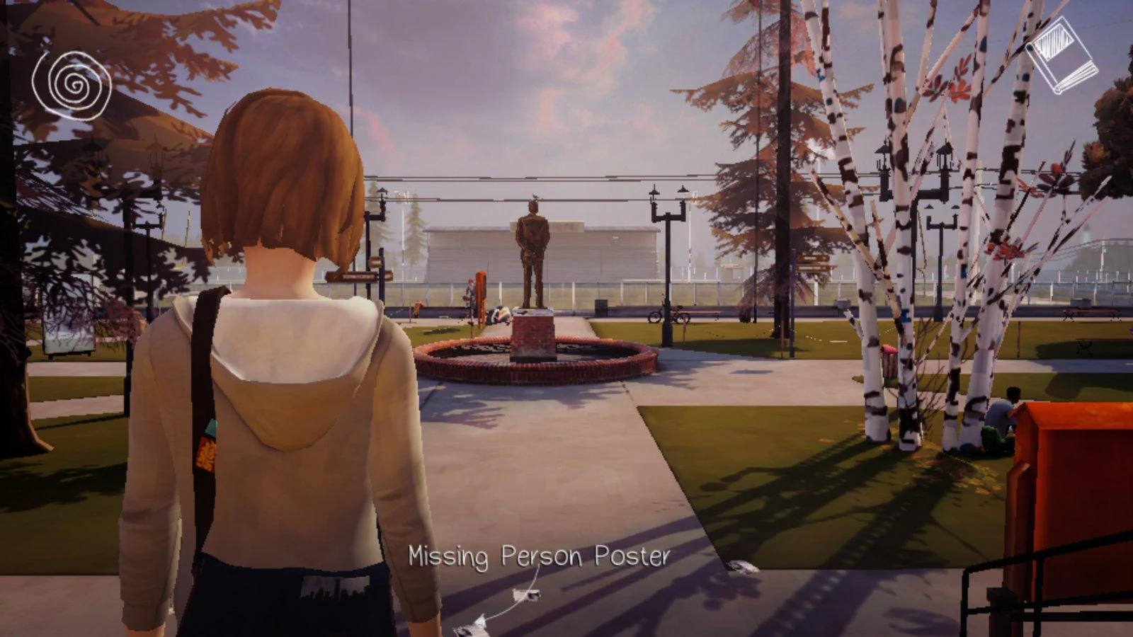 Places We Have Never Been — Max facing the fountain at Blackwell Academy in Life Is Strange
