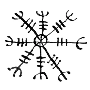 Modern tracing of Ægishjálmur stave