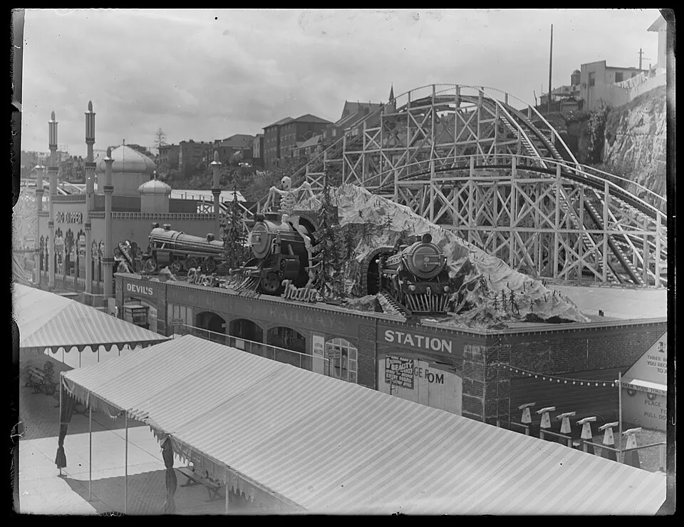 Historical ghost-train attraction at Luna Park, Sydney.