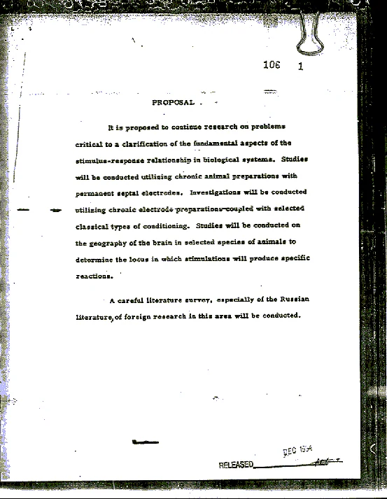 Archival declassified research proposal page